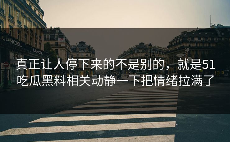 真正让人停下来的不是别的，就是51吃瓜黑料相关动静一下把情绪拉满了-第1张图片-51吃瓜爆料网 - 今日最热猛瓜