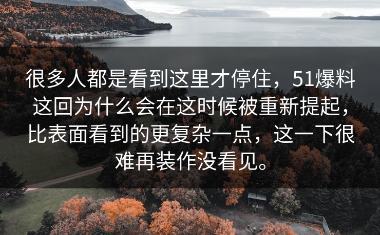 很多人都是看到这里才停住，51爆料这回为什么会在这时候被重新提起，比表面看到的更复杂一点，这一下很难再装作没看见。-第1张图片-51吃瓜爆料网 - 今日最热猛瓜