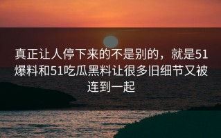 真正让人停下来的不是别的，就是51爆料和51吃瓜黑料让很多旧细节又被连到一起