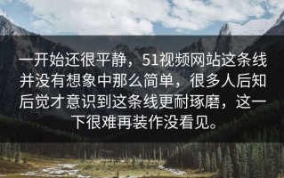 一开始还很平静，51视频网站这条线并没有想象中那么简单，很多人后知后觉才意识到这条线更耐琢磨，这一下很难再装作没看见。