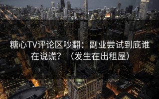 糖心TV评论区吵翻：副业尝试到底谁在说谎？（发生在出租屋）
