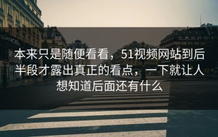 本来只是随便看看，51视频网站到后半段才露出真正的看点，一下就让人想知道后面还有什么